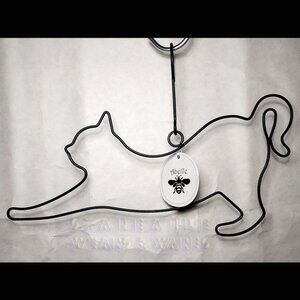 BLACK CAT METAL HANGER scarf belt organizer stretching kitty shape cute kitten